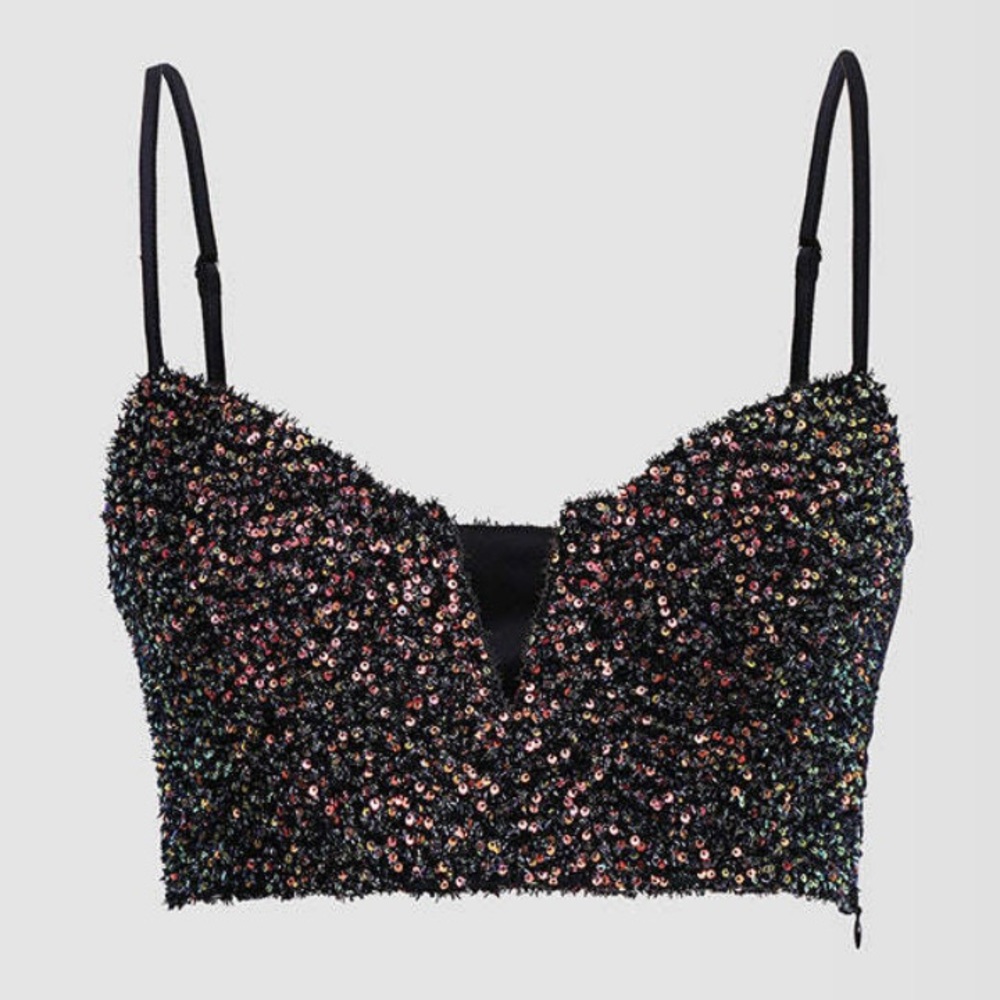 NWT Deep V Bling Cami Top